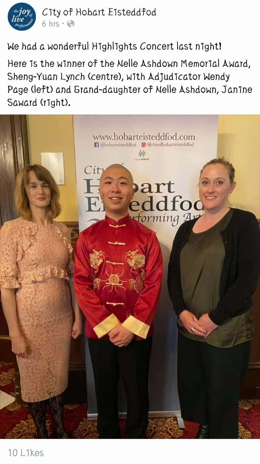 《臉书》  霍巴特市Eisteddfod